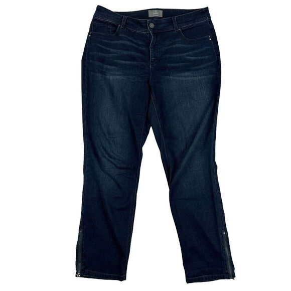 Chico's So Slimming Straight Leg Zipper Ankle Cropped Denim Jeans 10 Dark Wash - Picture 1 of 11